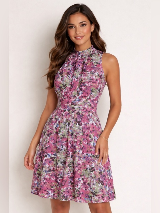 iie new york Dresses & Skirts - ILE New York Floral Sleeveless Fit & Flare Dress Size 6 Pink Multicolor